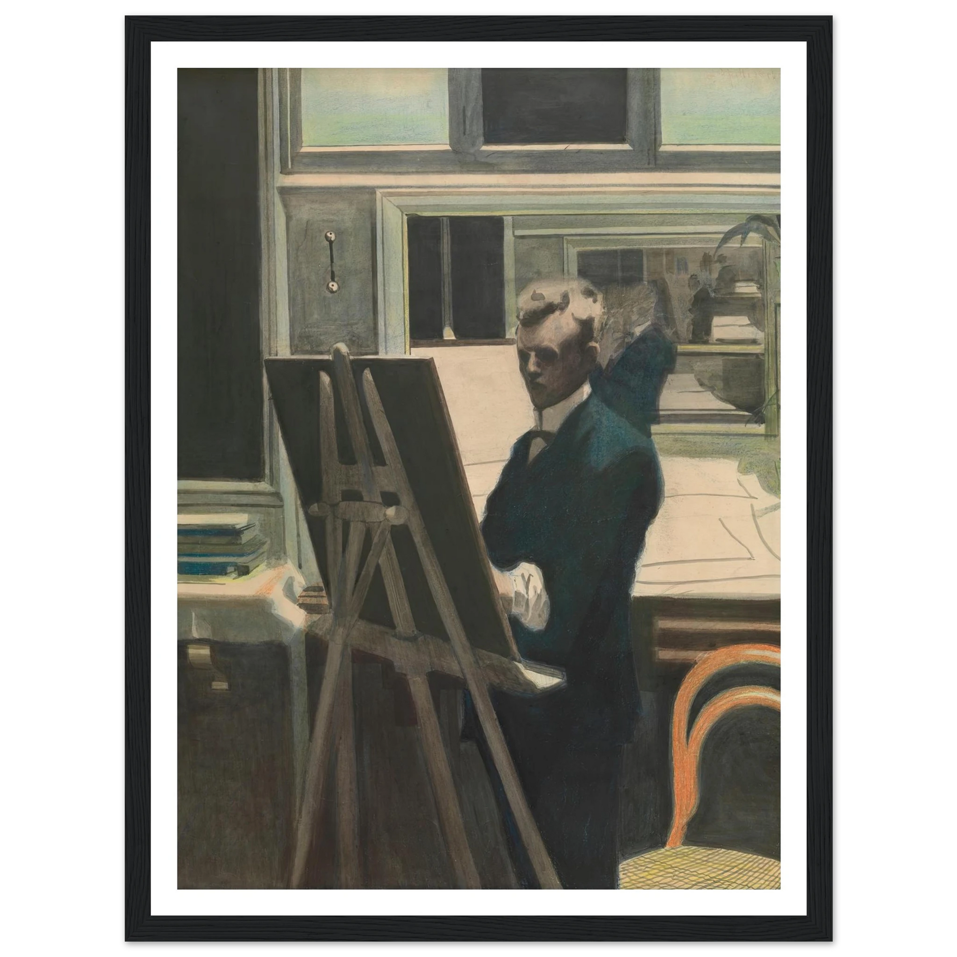 Self Portrait Art Print | Leon Spilliaert - Framed Poster - 30x40 cm / 12x16″ - Black frame