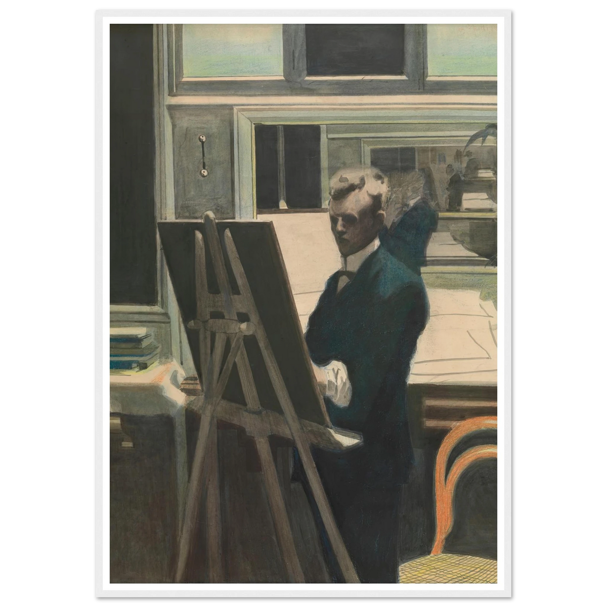 Self Portrait Art Print | Leon Spilliaert - Framed Poster - 30x40 cm / 12x16″ - Black frame