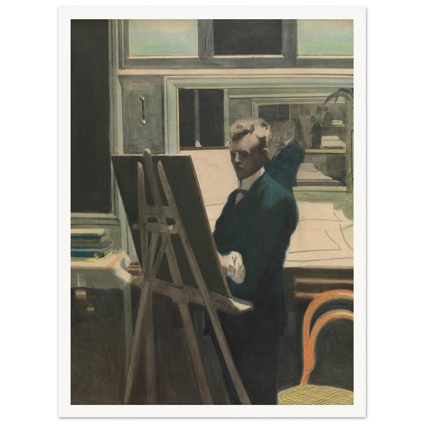 Self Portrait Art Print | Leon Spilliaert - Framed Poster - 30x40 cm / 12x16″ - Black frame