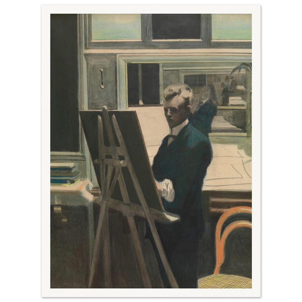 Self Portrait Art Print | Leon Spilliaert - Framed Poster - 30x40 cm / 12x16″ - Black frame