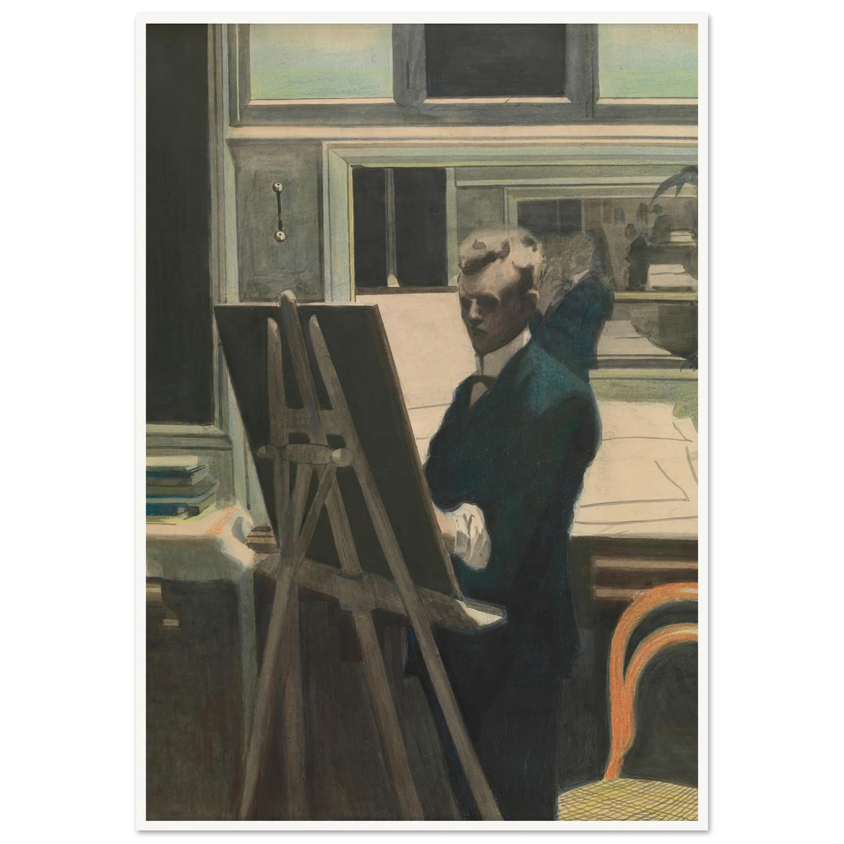Self Portrait Art Print | Leon Spilliaert - Framed Poster - 30x40 cm / 12x16″ - Black frame