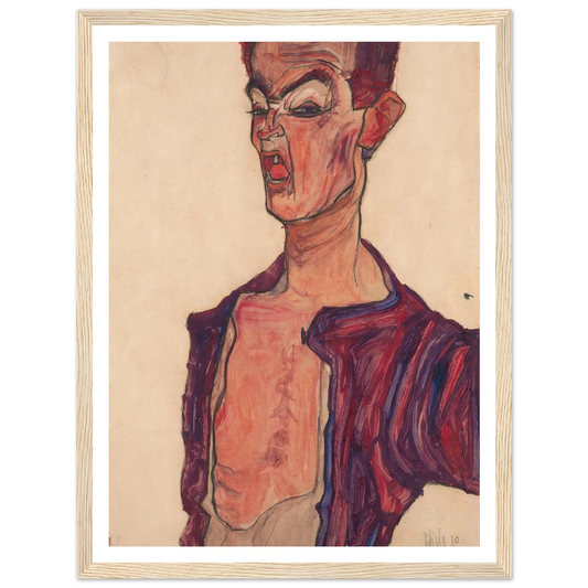 Self-Portrait, Grimacing (1910) Art Print | Egon Schiele - Framed Poster - 30x40 cm / 12x16″ - Black frame