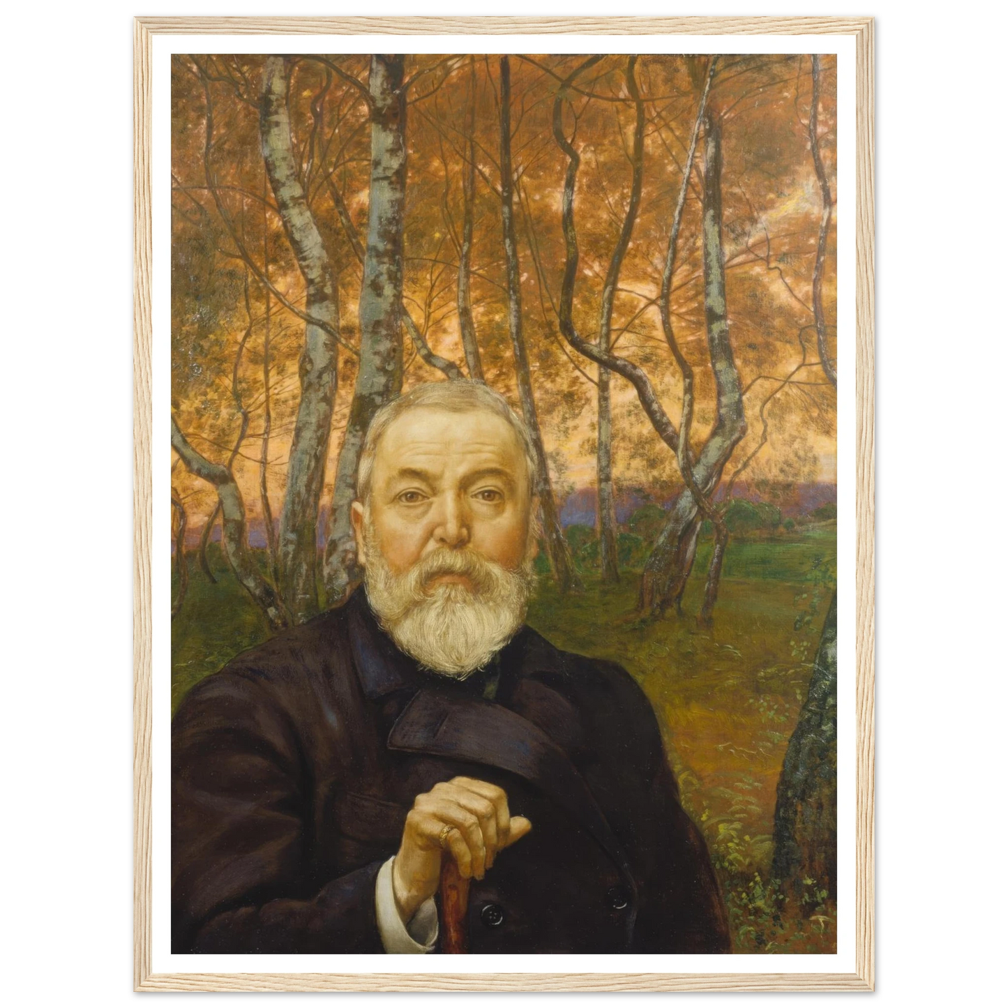 Self-Portrait in front of a Birch Forest (1899) Art Print | Hans Thoma - Framed Poster - 30x40 cm / 12x16″ - Black frame