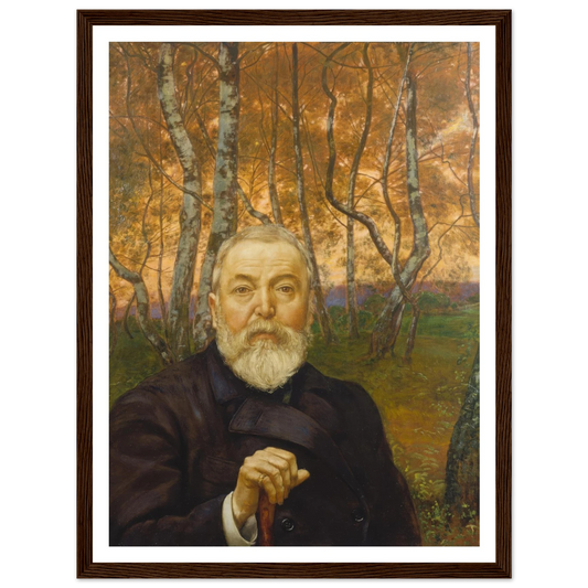 Self-Portrait in front of a Birch Forest (1899) Art Print | Hans Thoma - Framed Poster - 30x40 cm / 12x16″ - Black frame