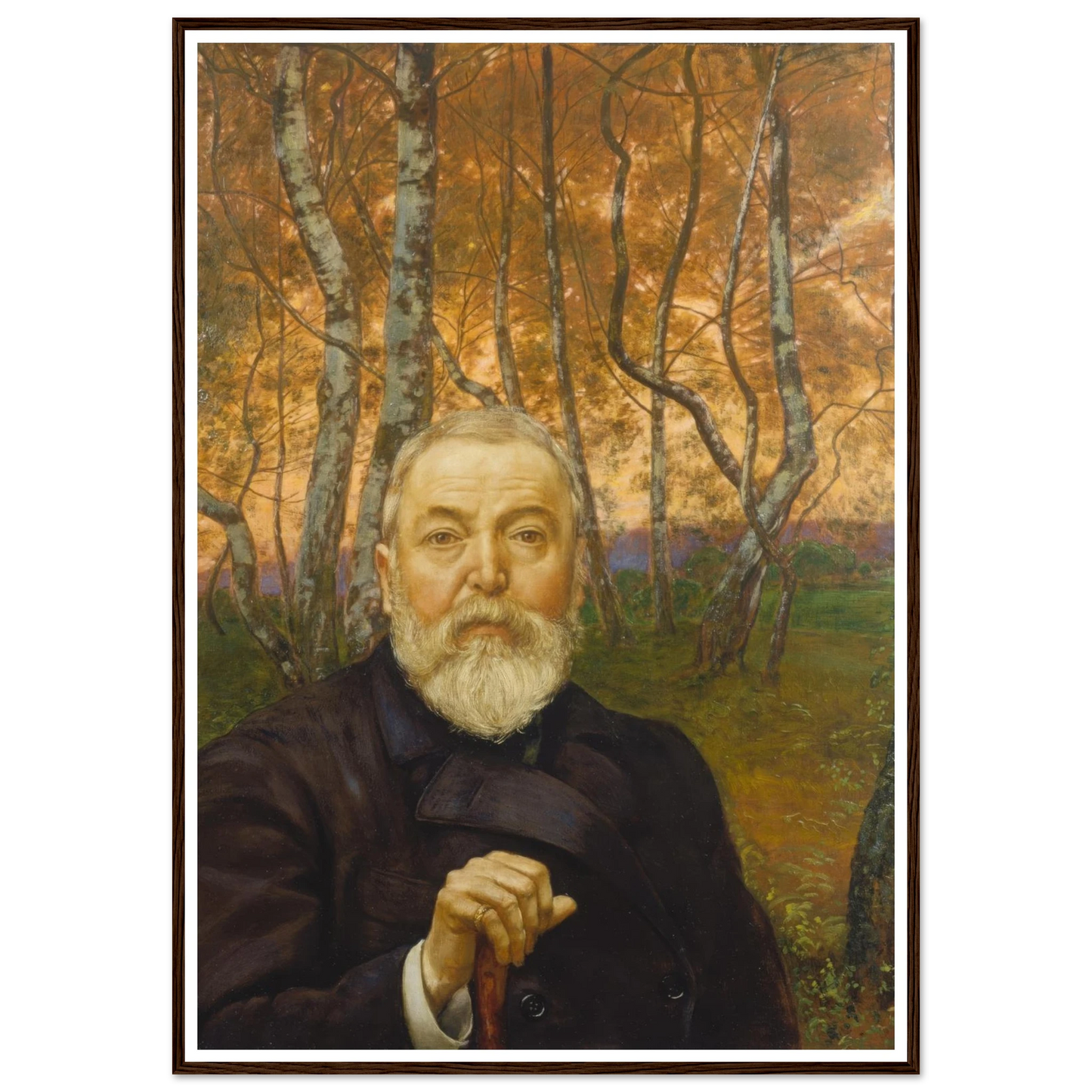 Self-Portrait in front of a Birch Forest (1899) Art Print | Hans Thoma - Framed Poster - 30x40 cm / 12x16″ - Black frame