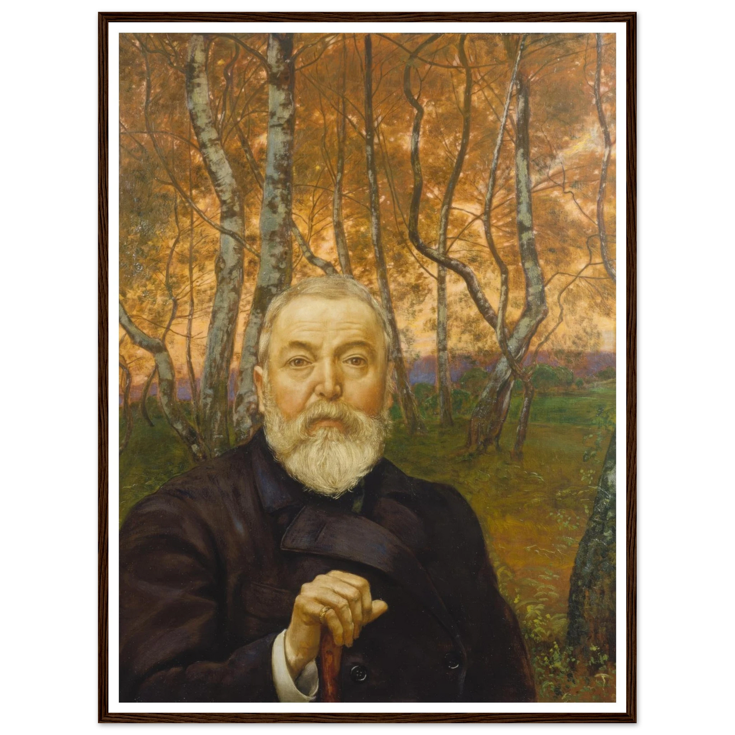 Self-Portrait in front of a Birch Forest (1899) Art Print | Hans Thoma - Framed Poster - 30x40 cm / 12x16″ - Black frame