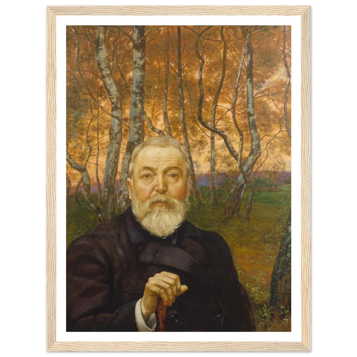 Self-Portrait in front of a Birch Forest (1899) Art Print | Hans Thoma - Framed Poster - 30x40 cm / 12x16″ - Black frame