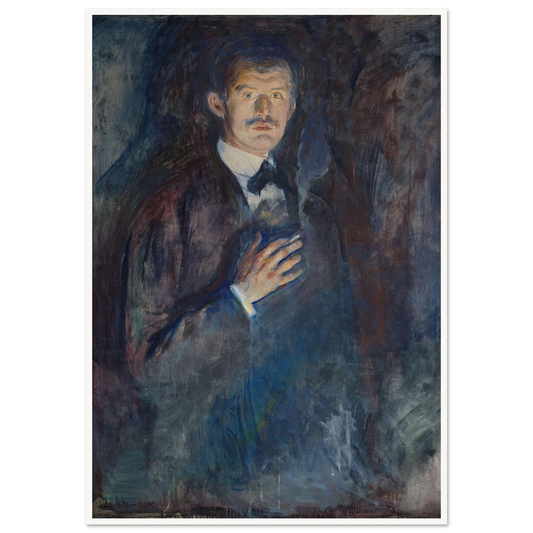Self-Portrait with Cigarette (1895) Art Print | Edvard Munch - Framed Poster - 30x40 cm / 12x16″ - Black frame