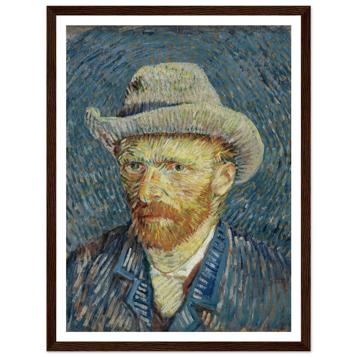 Self-portrait with grey felt hat (1887) Art Print | Vincent van Gogh - Framed Poster - 30x40 cm / 12x16″ - Black frame
