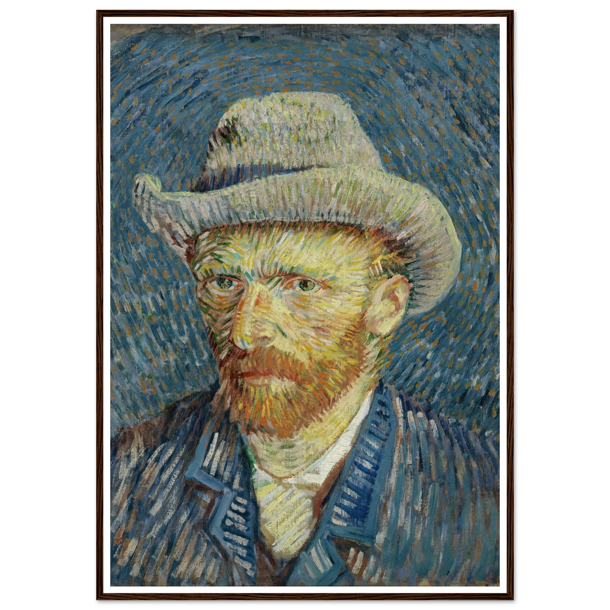 Self-portrait with grey felt hat (1887) Art Print | Vincent van Gogh - Framed Poster - 30x40 cm / 12x16″ - Black frame