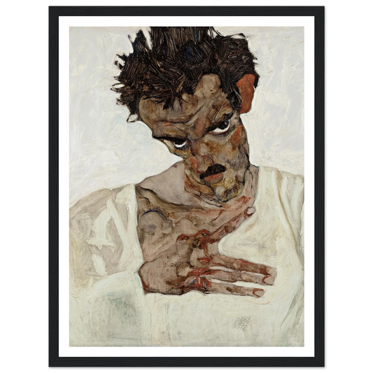 Self-Portrait With Lowered Head (1912) Art Print | Egon Schiele - Framed Poster - 30x40 cm / 12x16″ - Black frame