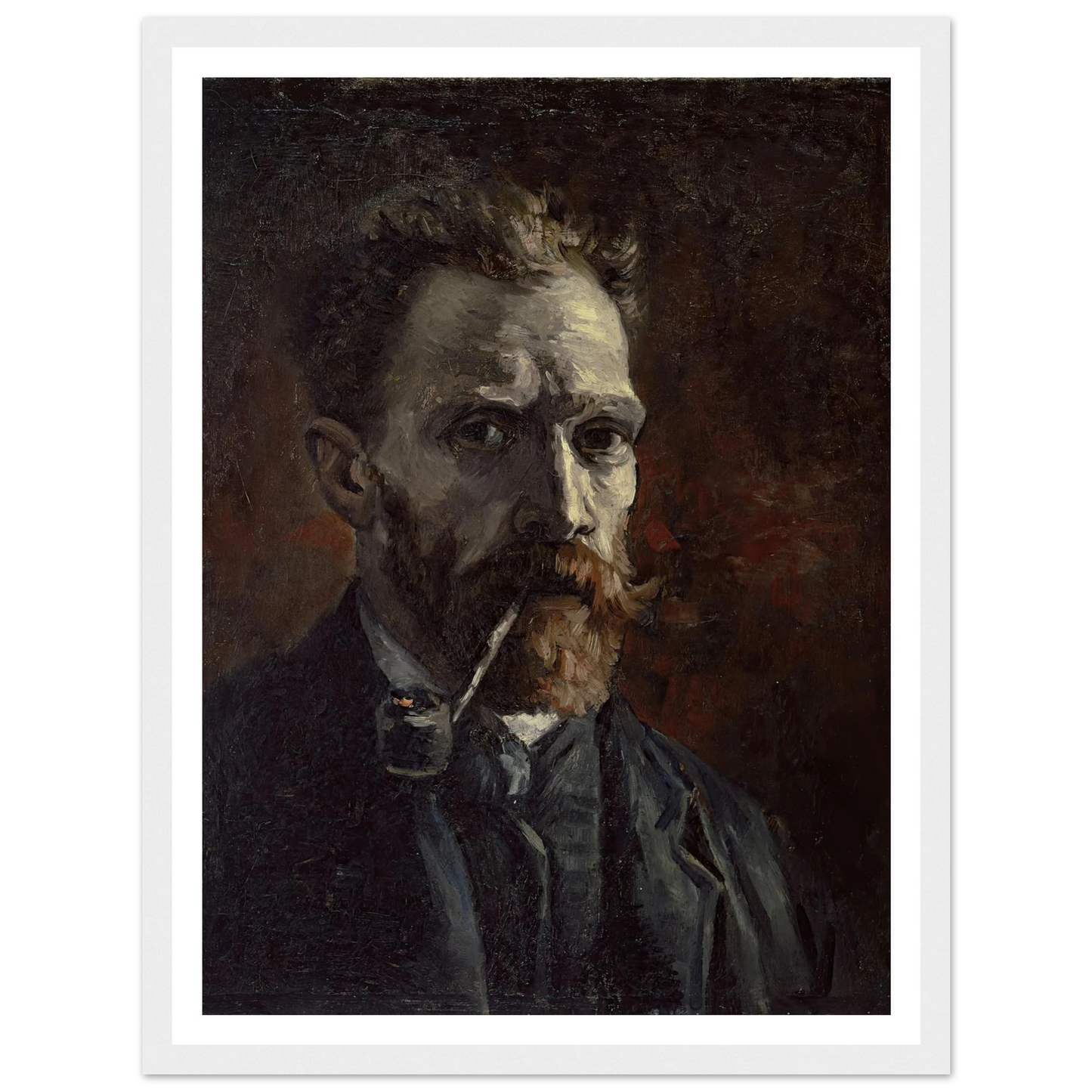 Self-portrait with pipe (1886) Art Print | Vincent van Gogh - Framed Poster - 30x40 cm / 12x16″ - Black frame