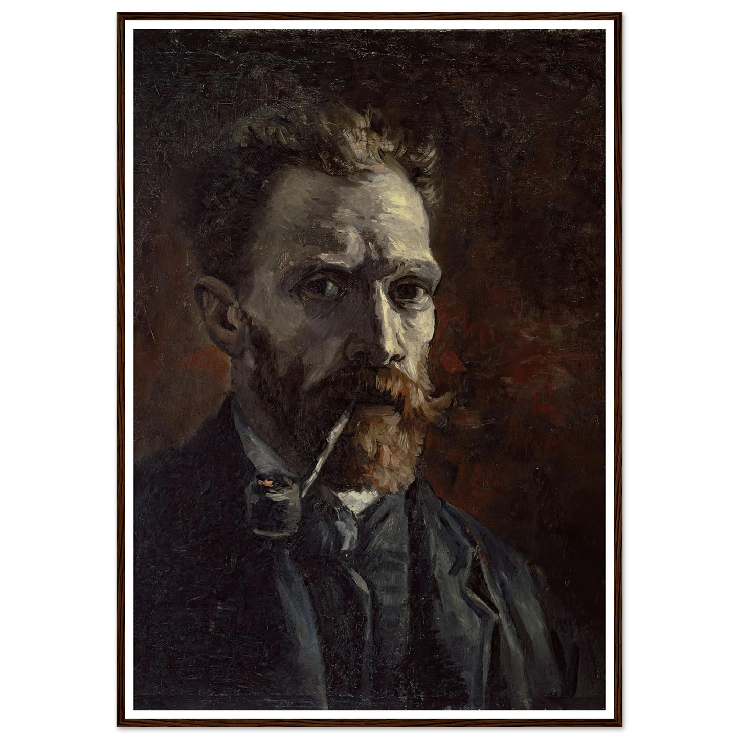Self-portrait with pipe (1886) Art Print | Vincent van Gogh - Framed Poster - 30x40 cm / 12x16″ - Black frame