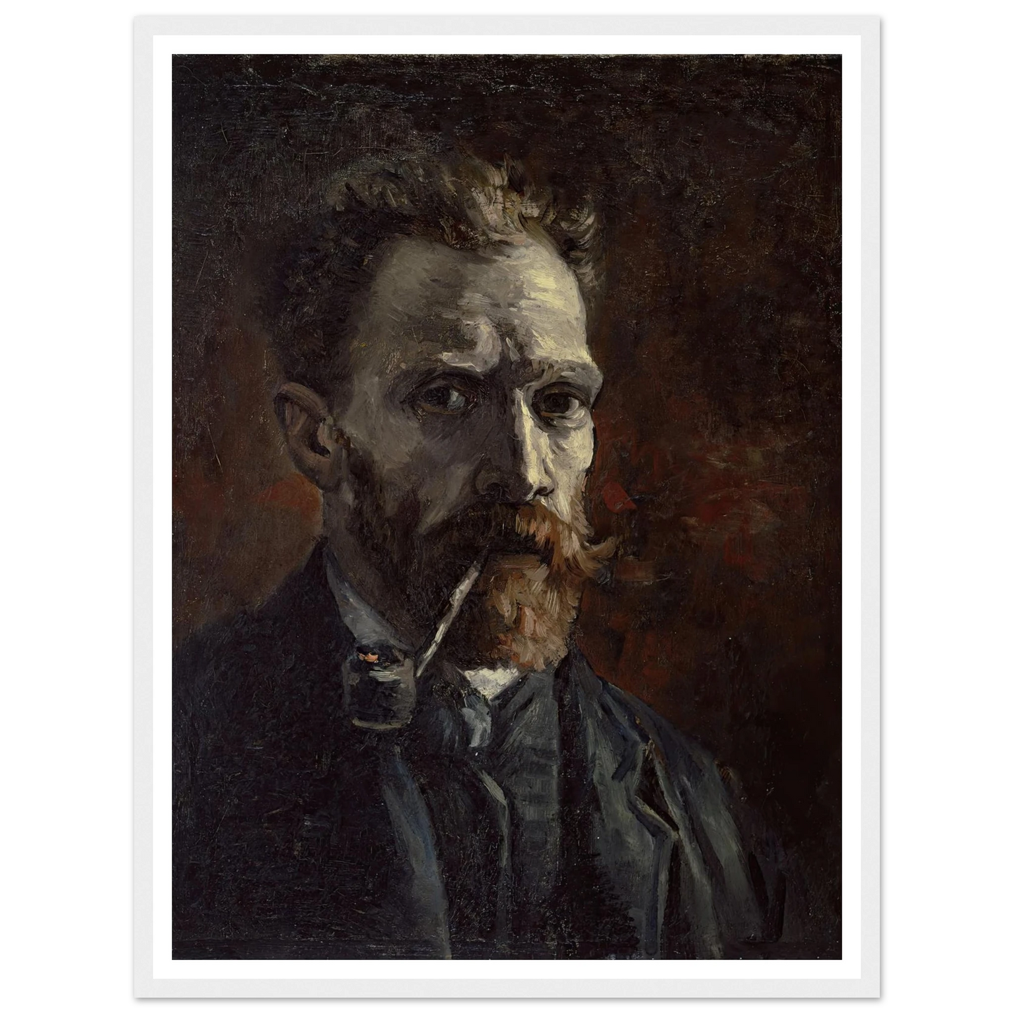 Self-portrait with pipe (1886) Art Print | Vincent van Gogh - Framed Poster - 30x40 cm / 12x16″ - Black frame