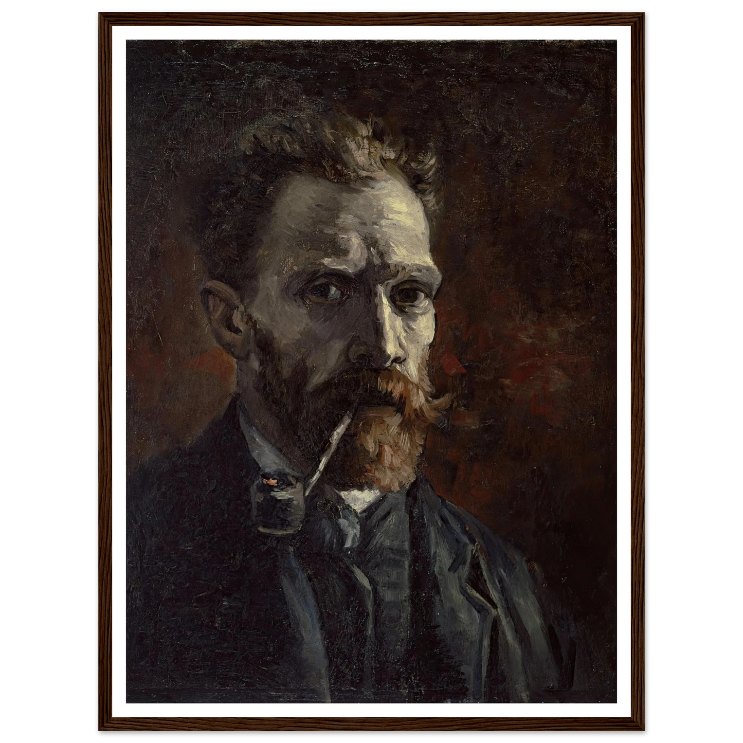 Self-portrait with pipe (1886) Art Print | Vincent van Gogh - Framed Poster - 30x40 cm / 12x16″ - Black frame