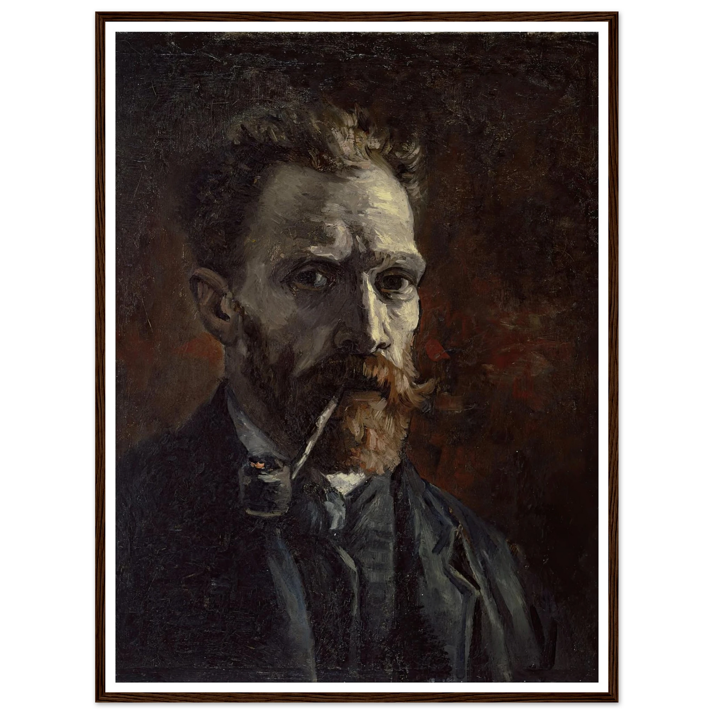 Self-portrait with pipe (1886) Art Print | Vincent van Gogh - Framed Poster - 30x40 cm / 12x16″ - Black frame