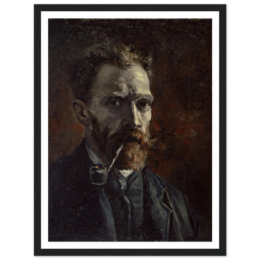 Self-portrait with pipe (1886) Art Print | Vincent van Gogh - Framed Poster - 30x40 cm / 12x16″ - Black frame