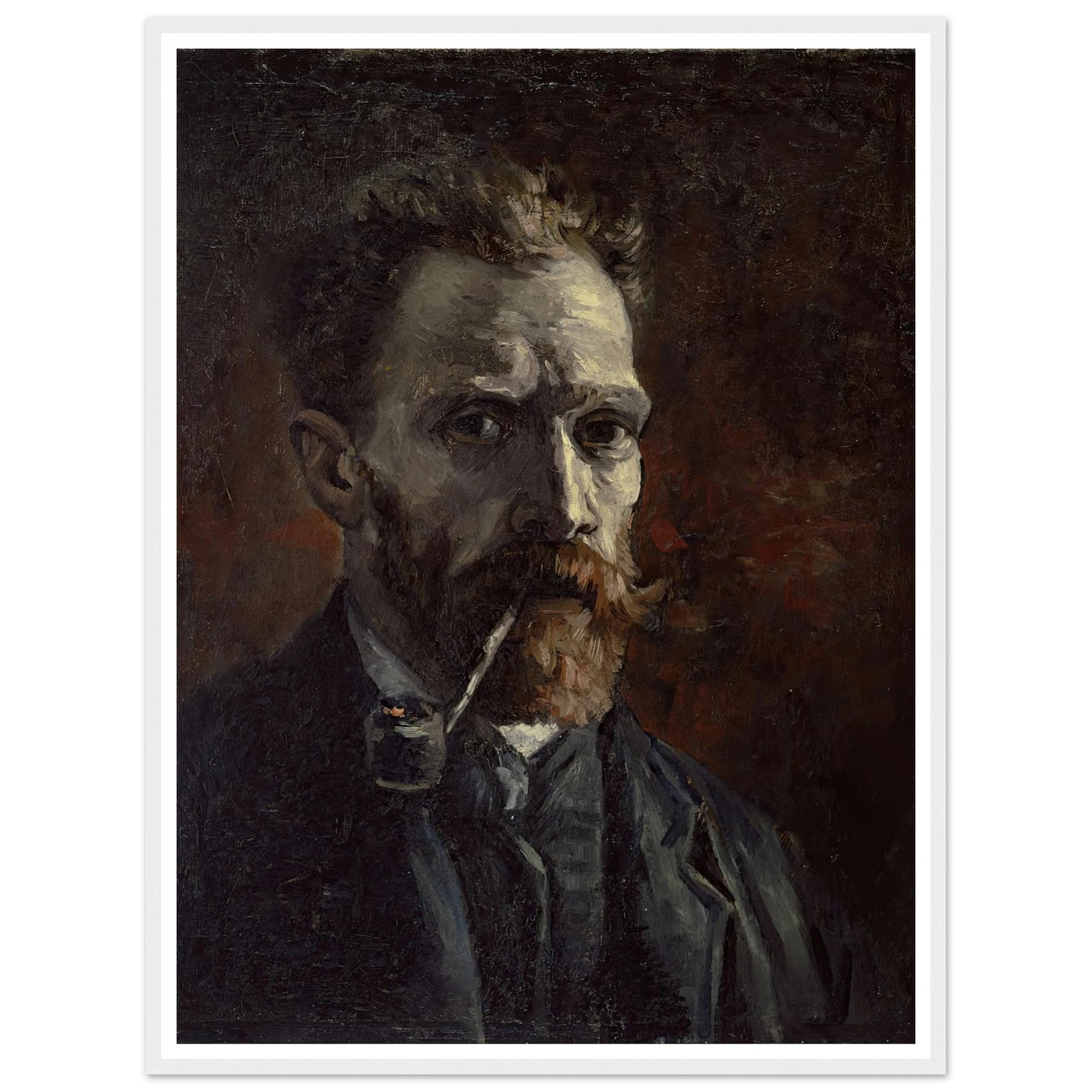 Self-portrait with pipe (1886) Art Print | Vincent van Gogh - Framed Poster - 30x40 cm / 12x16″ - Black frame