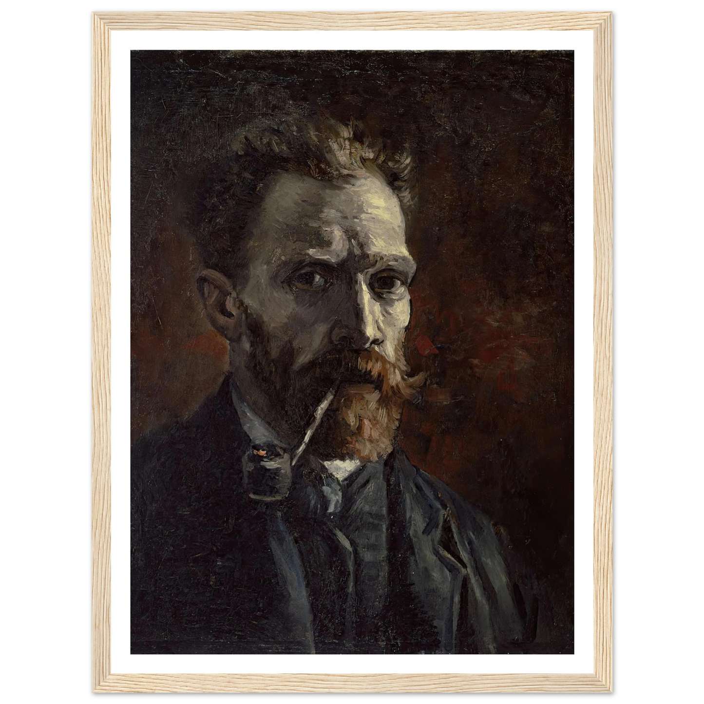 Self-portrait with pipe (1886) Art Print | Vincent van Gogh - Framed Poster - 30x40 cm / 12x16″ - Black frame