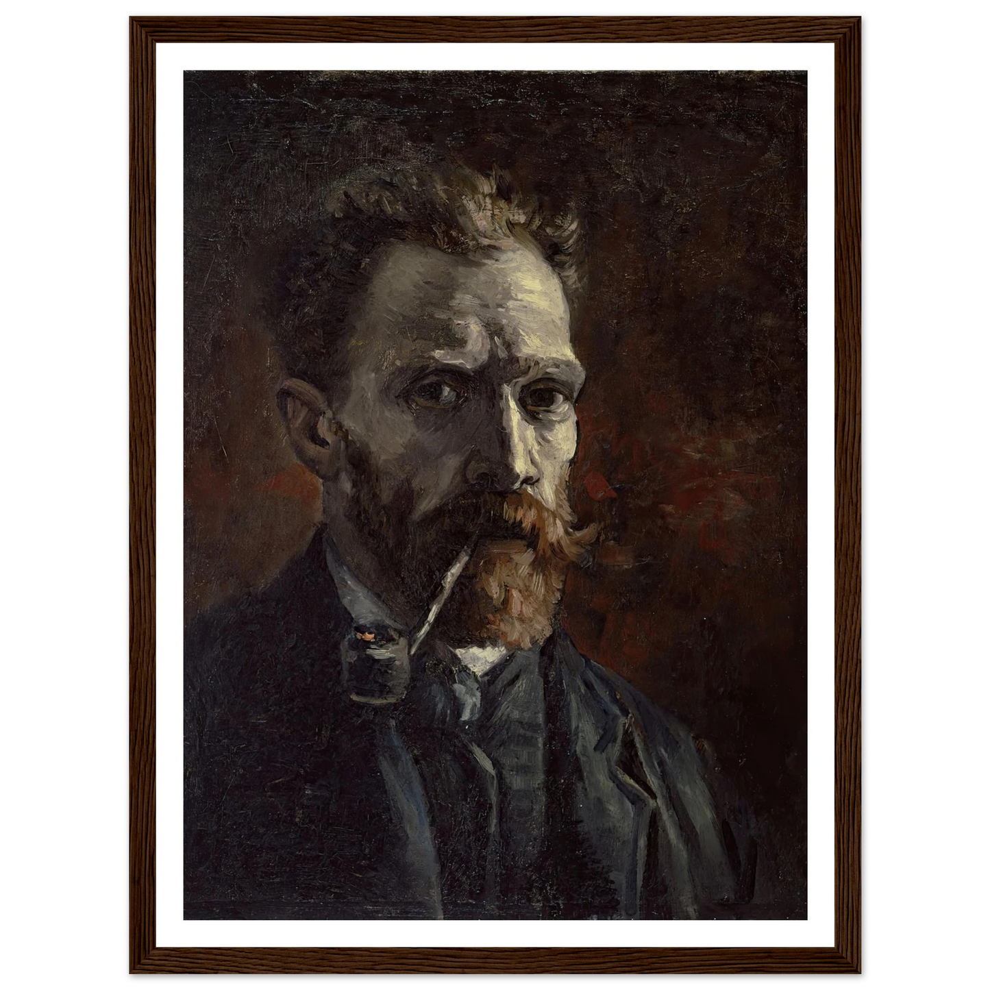 Self-portrait with pipe (1886) Art Print | Vincent van Gogh - Framed Poster - 30x40 cm / 12x16″ - Black frame