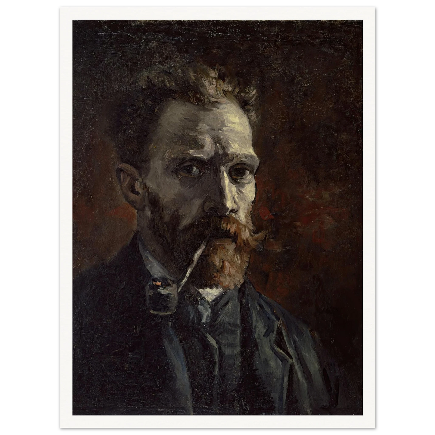 Self-portrait with pipe (1886) Art Print | Vincent van Gogh - Framed Poster - 30x40 cm / 12x16″ - Black frame