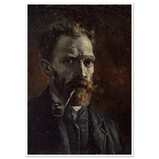 Self-portrait with pipe (1886) Art Print | Vincent van Gogh - Framed Poster - 30x40 cm / 12x16″ - Black frame