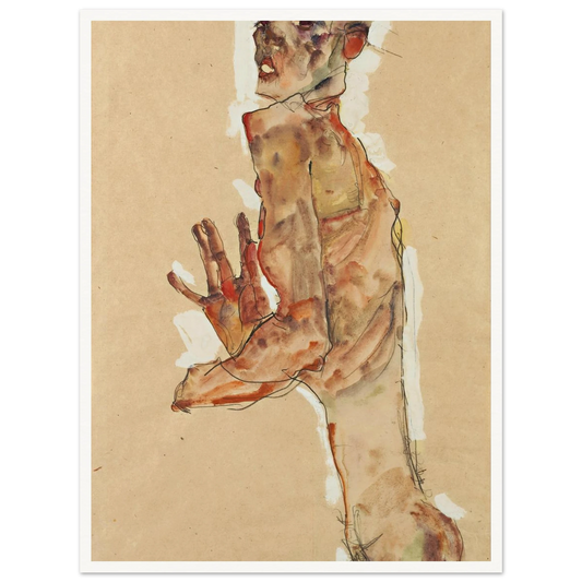 Self-Portrait with Splayed Fingers (1911) Art Print | Egon Schiele - Framed Poster - 30x40 cm / 12x16″ - Black frame