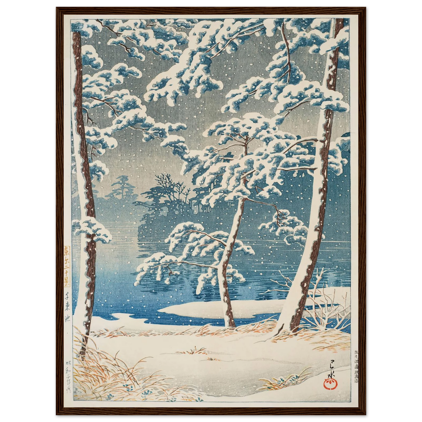 Senzokuike (Senzoku Pond) (1928) Art Print | Kawase Hasui - Framed Poster - 30x40 cm / 12x16″ - Black frame