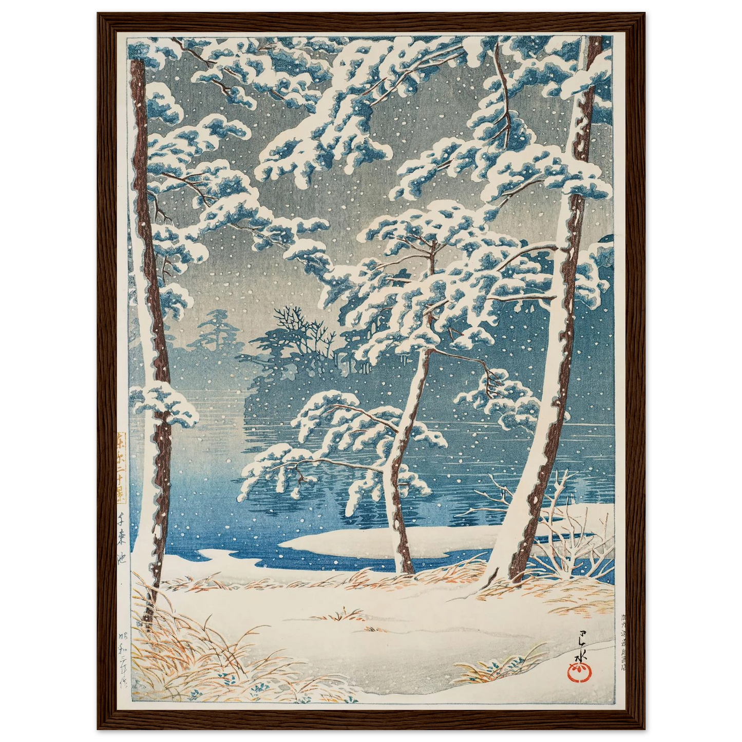 Senzokuike (Senzoku Pond) (1928) Art Print | Kawase Hasui - Framed Poster - 30x40 cm / 12x16″ - Black frame