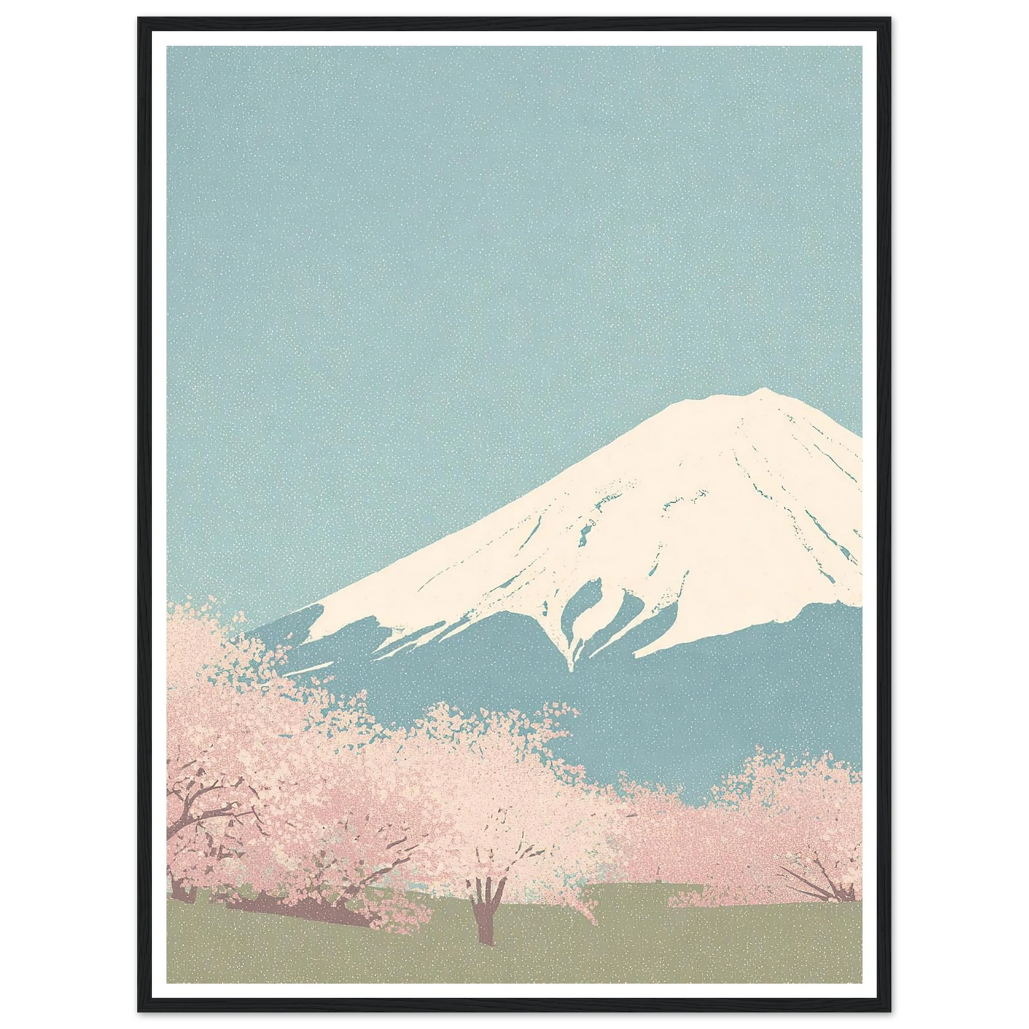 Serene Peak, Misty Blossoms - Framed Poster - 30x40 cm / 12x16″ - Black frame