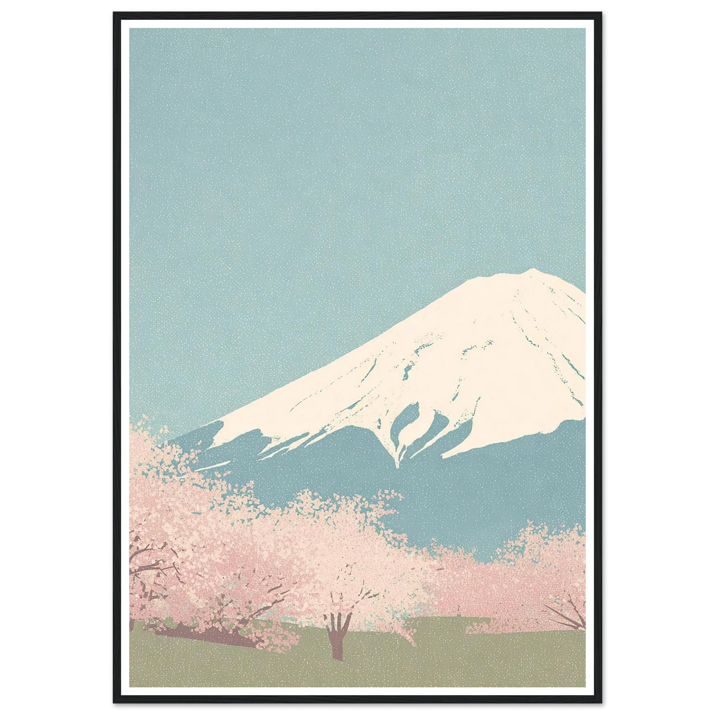 Serene Peak, Misty Blossoms - Framed Poster - 30x40 cm / 12x16″ - Black frame