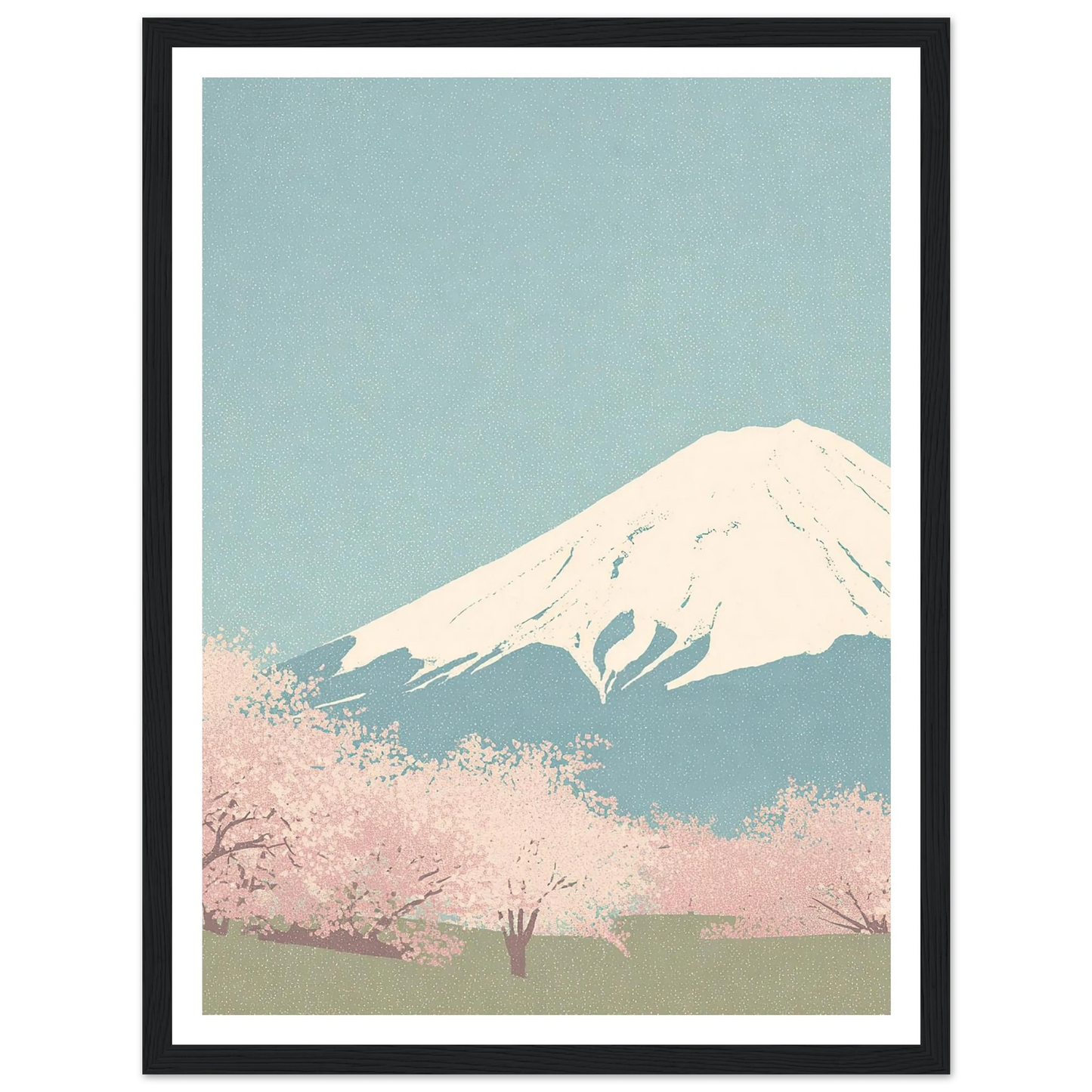 Serene Peak, Misty Blossoms - Framed Poster - 30x40 cm / 12x16″ - Black frame