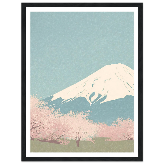 Serene Peak, Misty Blossoms - Framed Poster - 30x40 cm / 12x16″ - Black frame