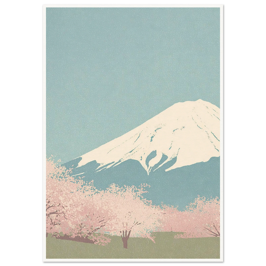 Serene Peak, Misty Blossoms - Framed Poster - 30x40 cm / 12x16″ - Black frame