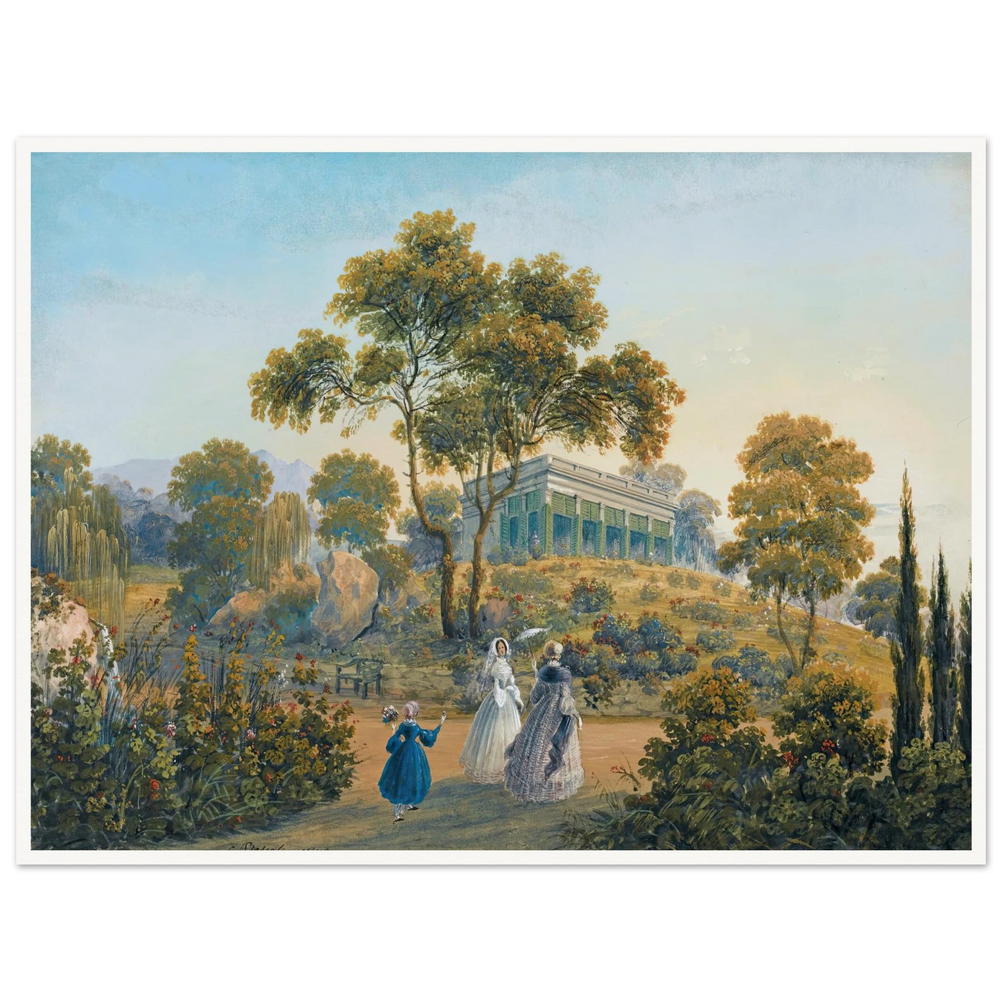 Seven Views Of Miskhor In The Crimea I (1841-1842) Art Print | Carlo Bossoli - Framed Poster - 30x40 cm / 12x16″ - Black frame