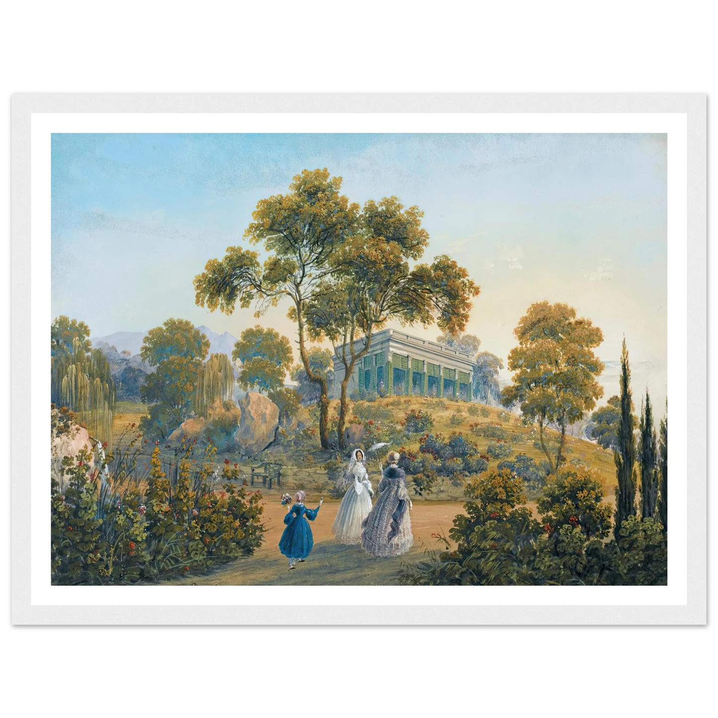 Seven Views Of Miskhor In The Crimea I (1841-1842) Art Print | Carlo Bossoli - Framed Poster - 30x40 cm / 12x16″ - Black frame