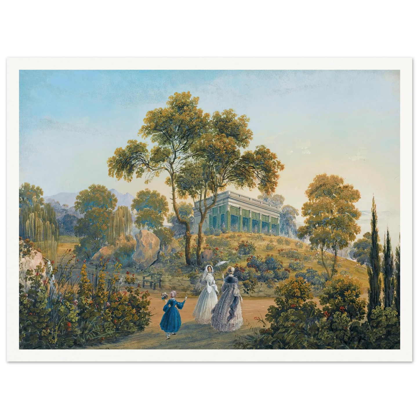 Seven Views Of Miskhor In The Crimea I (1841-1842) Art Print | Carlo Bossoli - Framed Poster - 30x40 cm / 12x16″ - Black frame