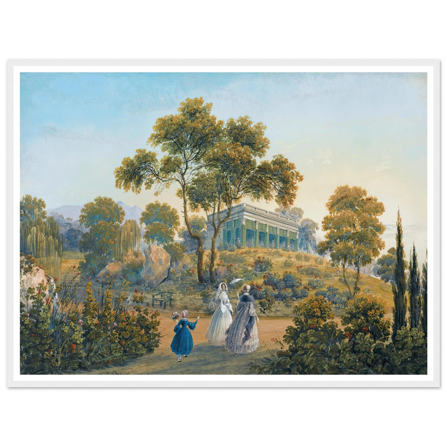 Seven Views Of Miskhor In The Crimea I (1841-1842) Art Print | Carlo Bossoli - Framed Poster - 30x40 cm / 12x16″ - Black frame