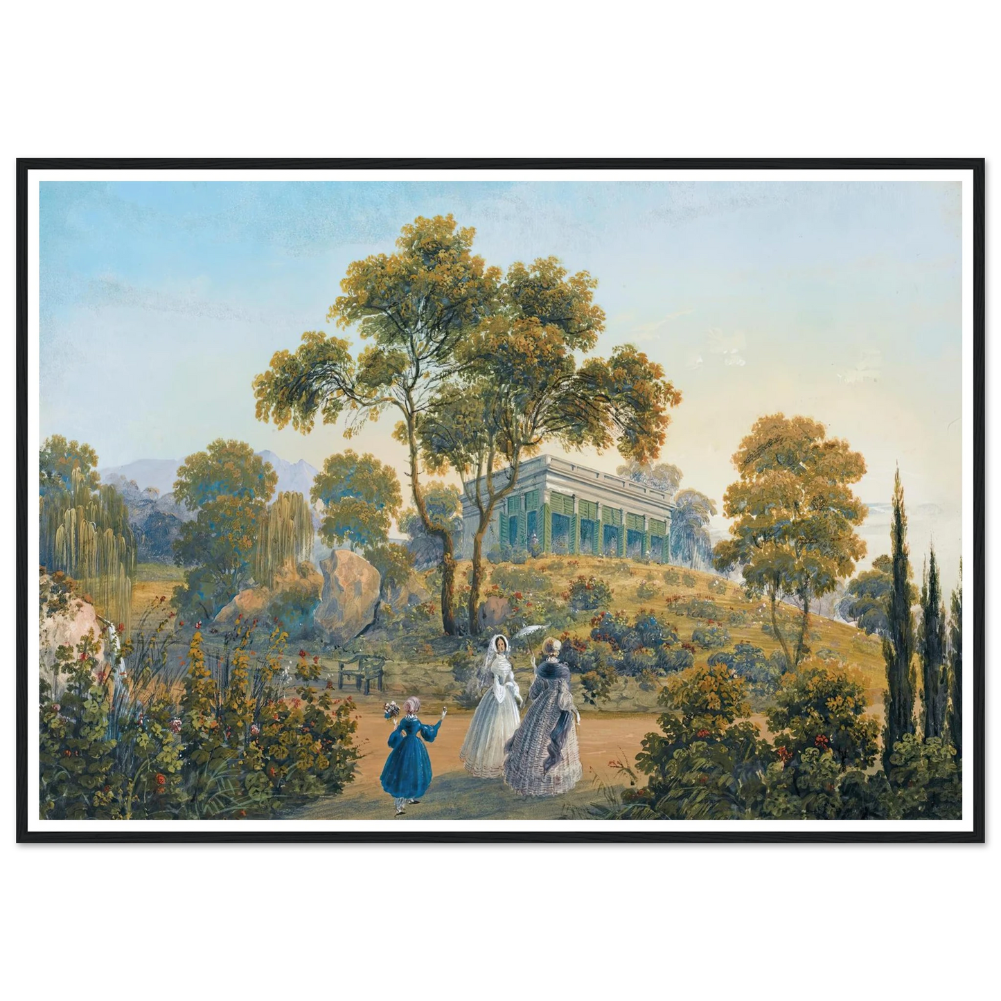 Seven Views Of Miskhor In The Crimea I (1841-1842) Art Print | Carlo Bossoli - Framed Poster - 30x40 cm / 12x16″ - Black frame