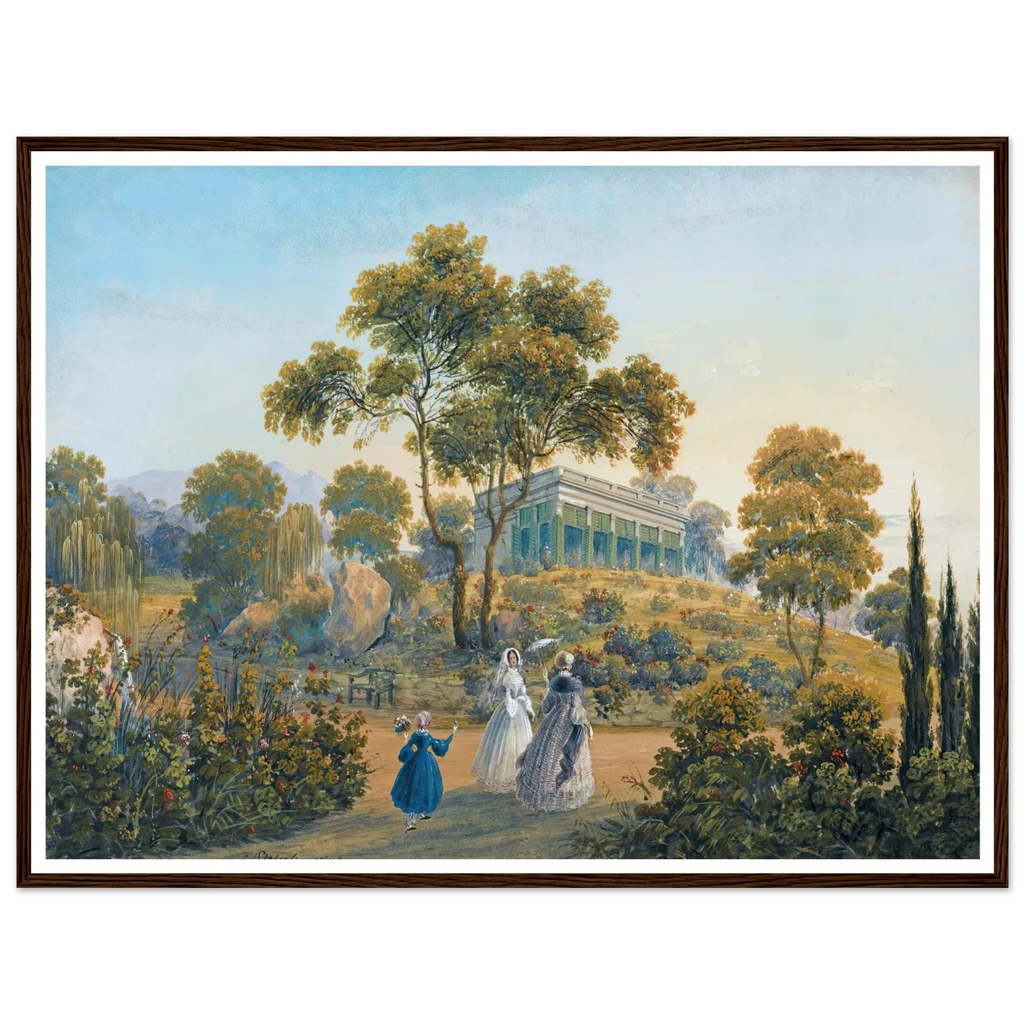 Seven Views Of Miskhor In The Crimea I (1841-1842) Art Print | Carlo Bossoli - Framed Poster - 30x40 cm / 12x16″ - Black frame