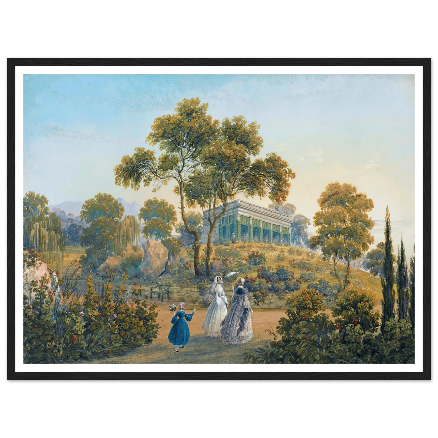 Seven Views Of Miskhor In The Crimea I (1841-1842) Art Print | Carlo Bossoli - Framed Poster - 30x40 cm / 12x16″ - Black frame