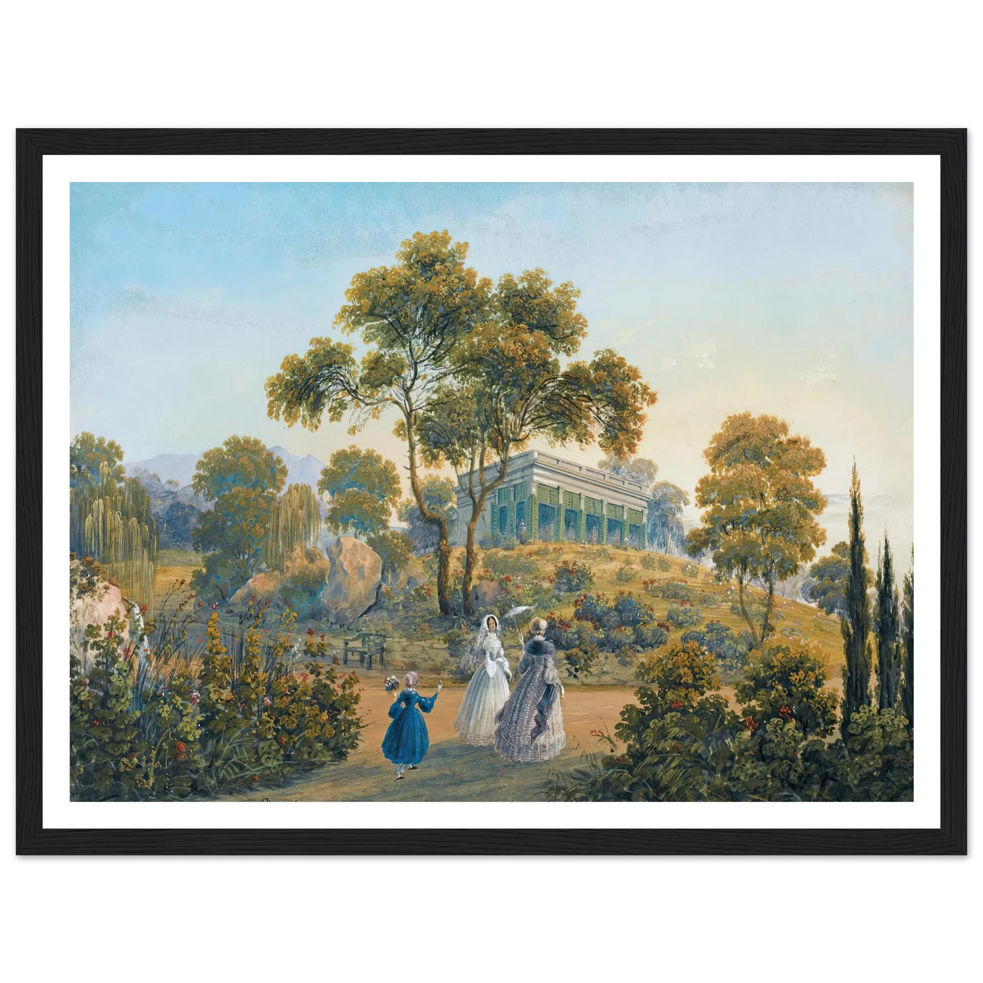 Seven Views Of Miskhor In The Crimea I (1841-1842) Art Print | Carlo Bossoli - Framed Poster - 30x40 cm / 12x16″ - Black frame