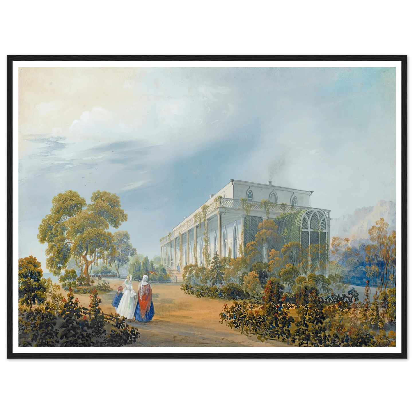 Seven Views Of Miskhor In The Crimea V (1841-1842) Art Print | Carlo Bossoli - Framed Poster - 30x40 cm / 12x16″ - Black frame