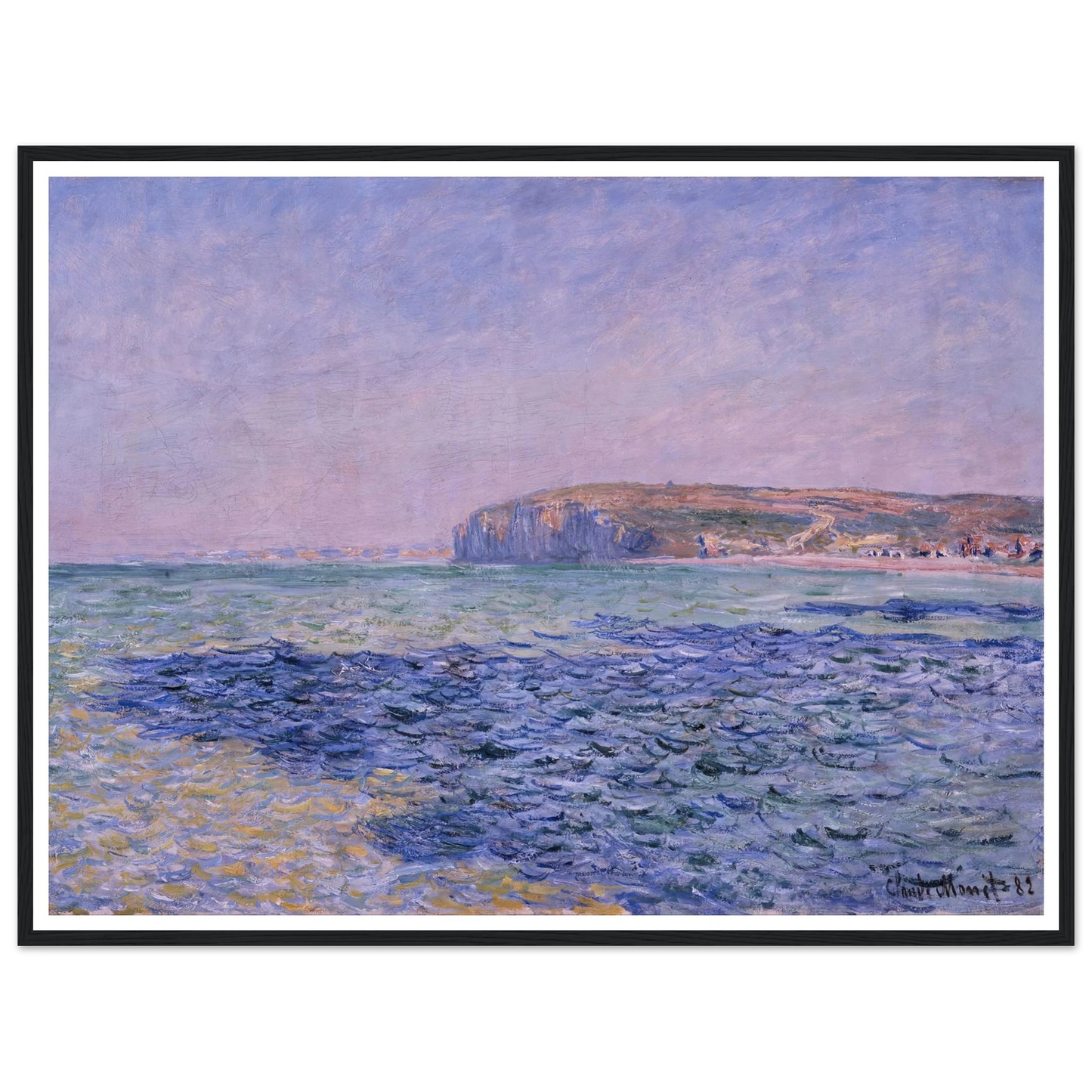 Shadows on the Sea. The Cliffs at Pourville (1882) Art Print | Claude Monet - Framed Poster - 30x40 cm / 12x16″ - Black frame