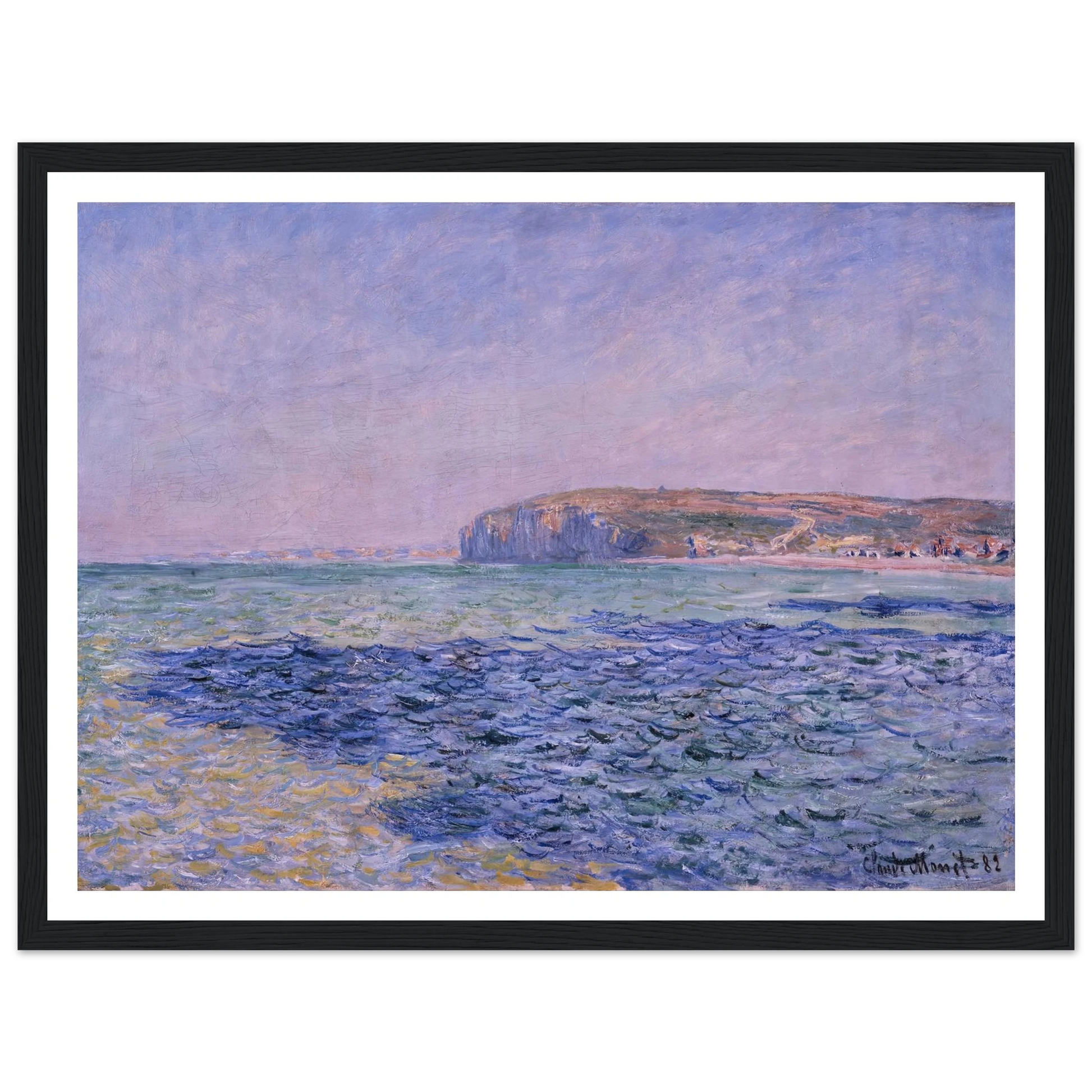 Shadows on the Sea. The Cliffs at Pourville (1882) Art Print | Claude Monet - Framed Poster - 30x40 cm / 12x16″ - Black frame