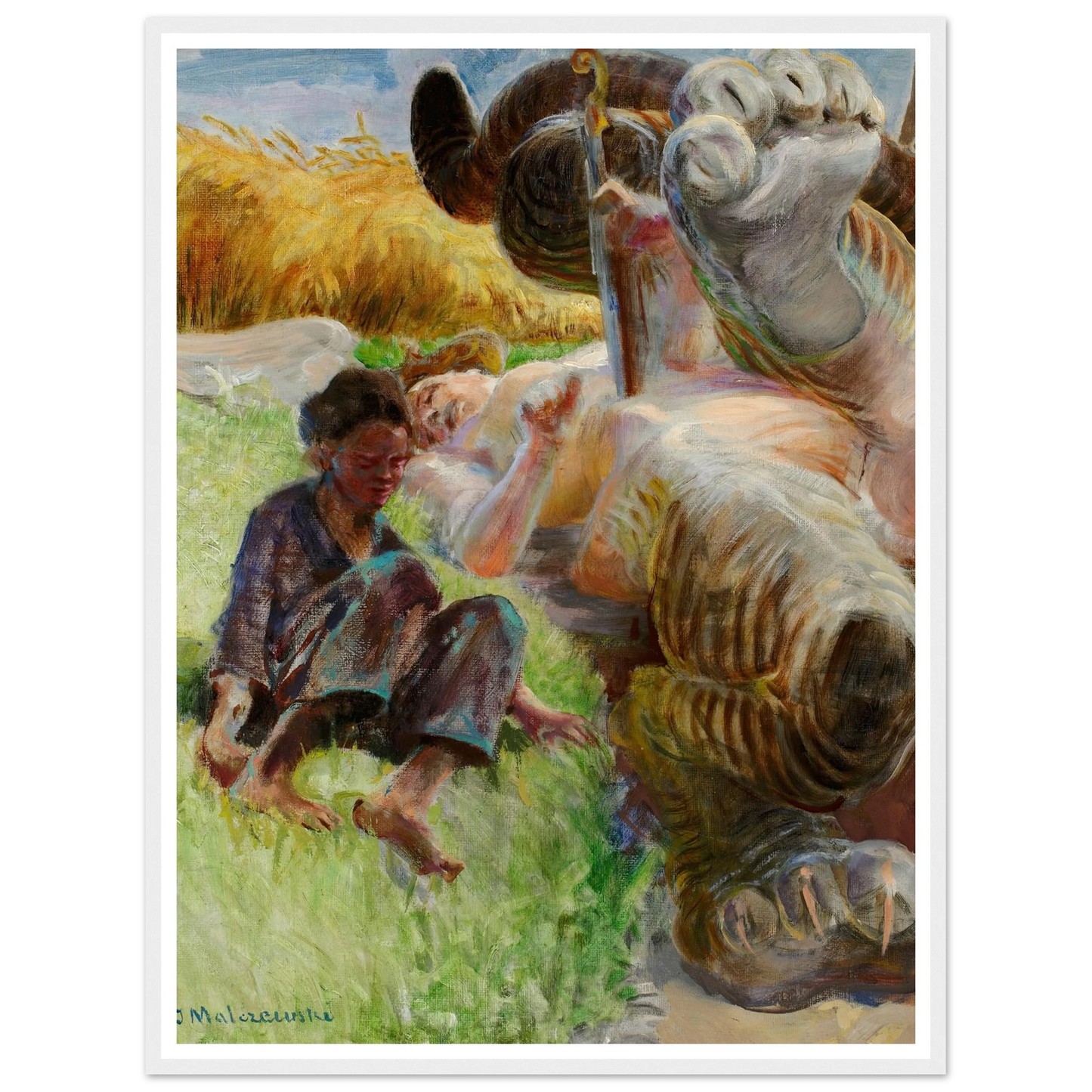Shepherd boy and a harpy (1904-1906) Art Print | Jacek Malczewski - Framed Poster - 30x40 cm / 12x16″ - Black frame