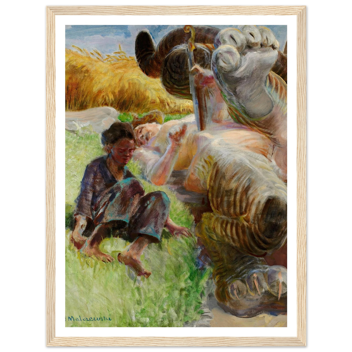 Shepherd boy and a harpy (1904-1906) Art Print | Jacek Malczewski - Framed Poster - 30x40 cm / 12x16″ - Black frame
