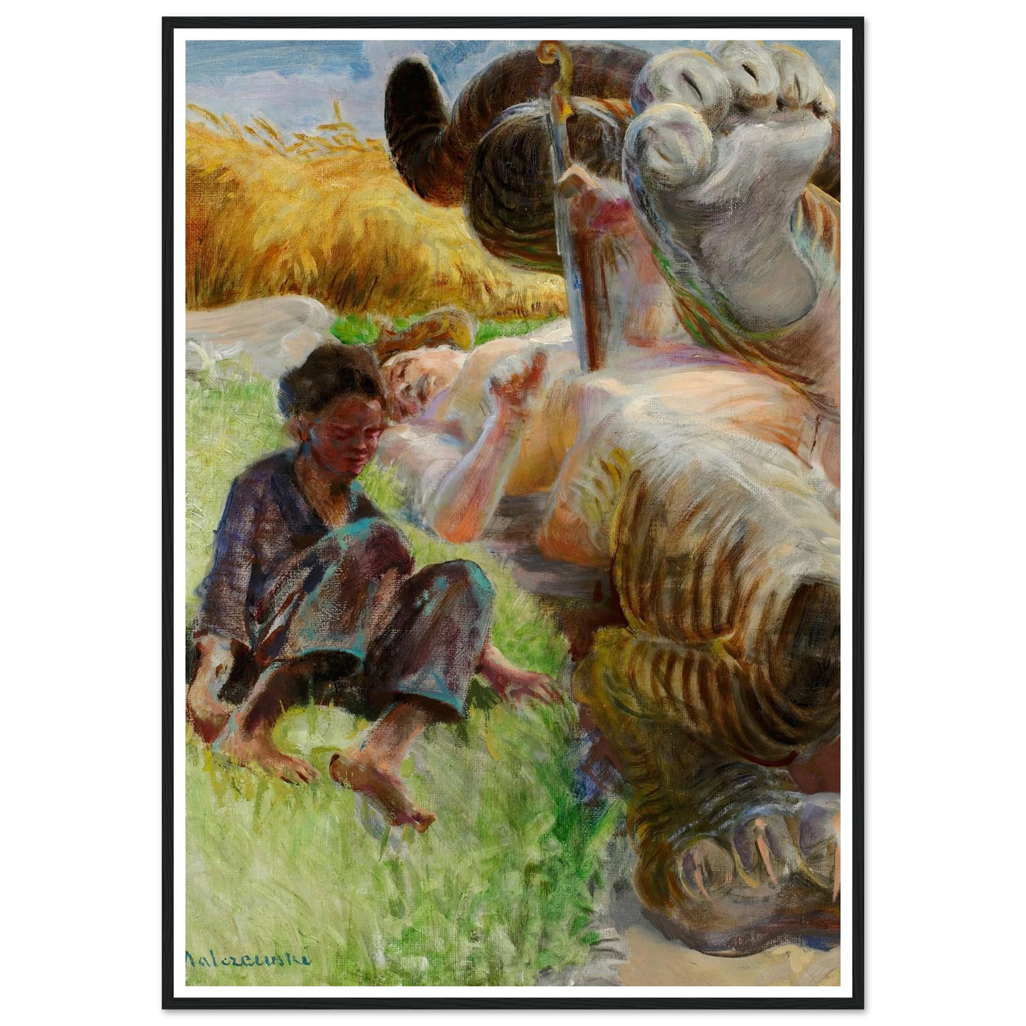 Shepherd boy and a harpy (1904-1906) Art Print | Jacek Malczewski - Framed Poster - 30x40 cm / 12x16″ - Black frame