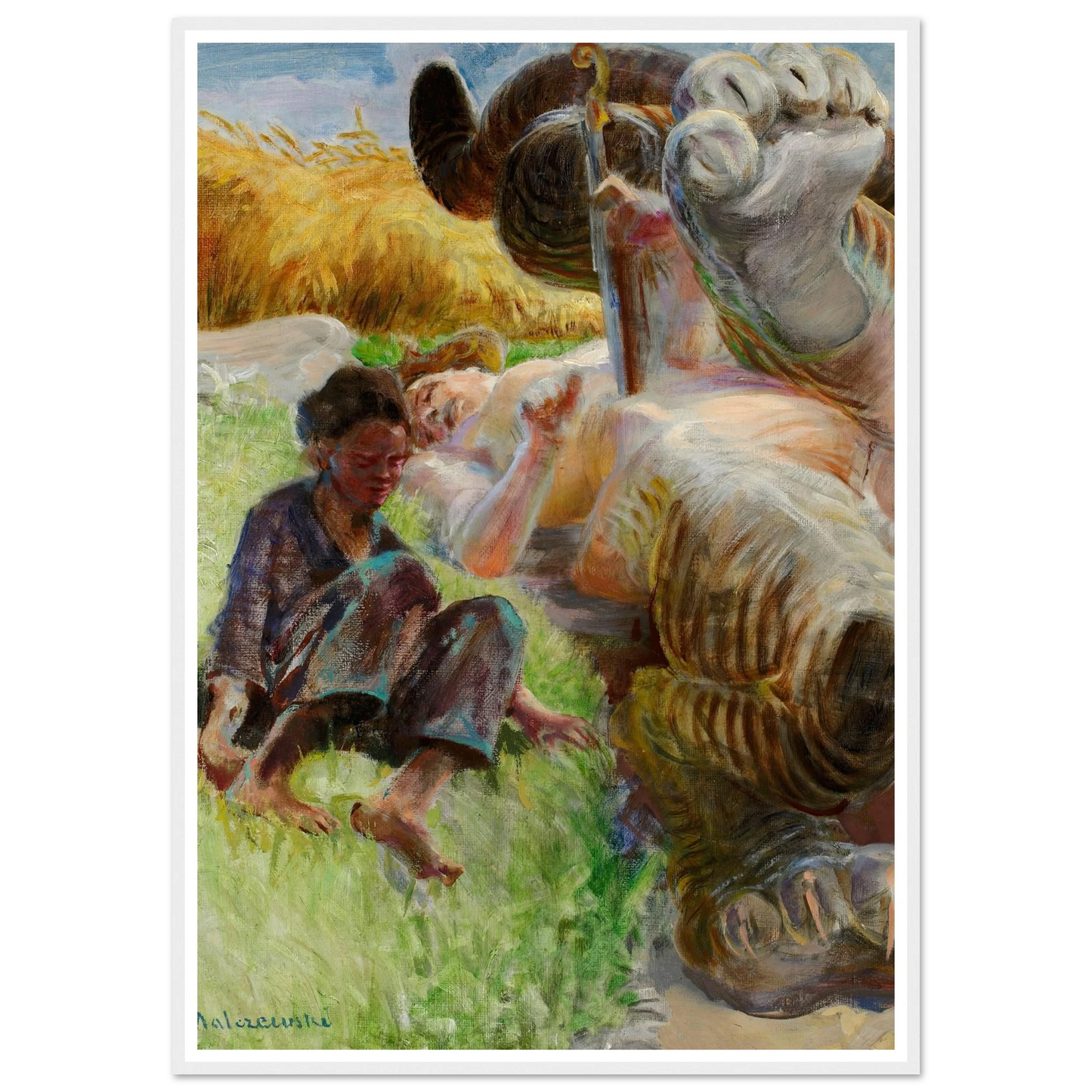 Shepherd boy and a harpy (1904-1906) Art Print | Jacek Malczewski - Framed Poster - 30x40 cm / 12x16″ - Black frame