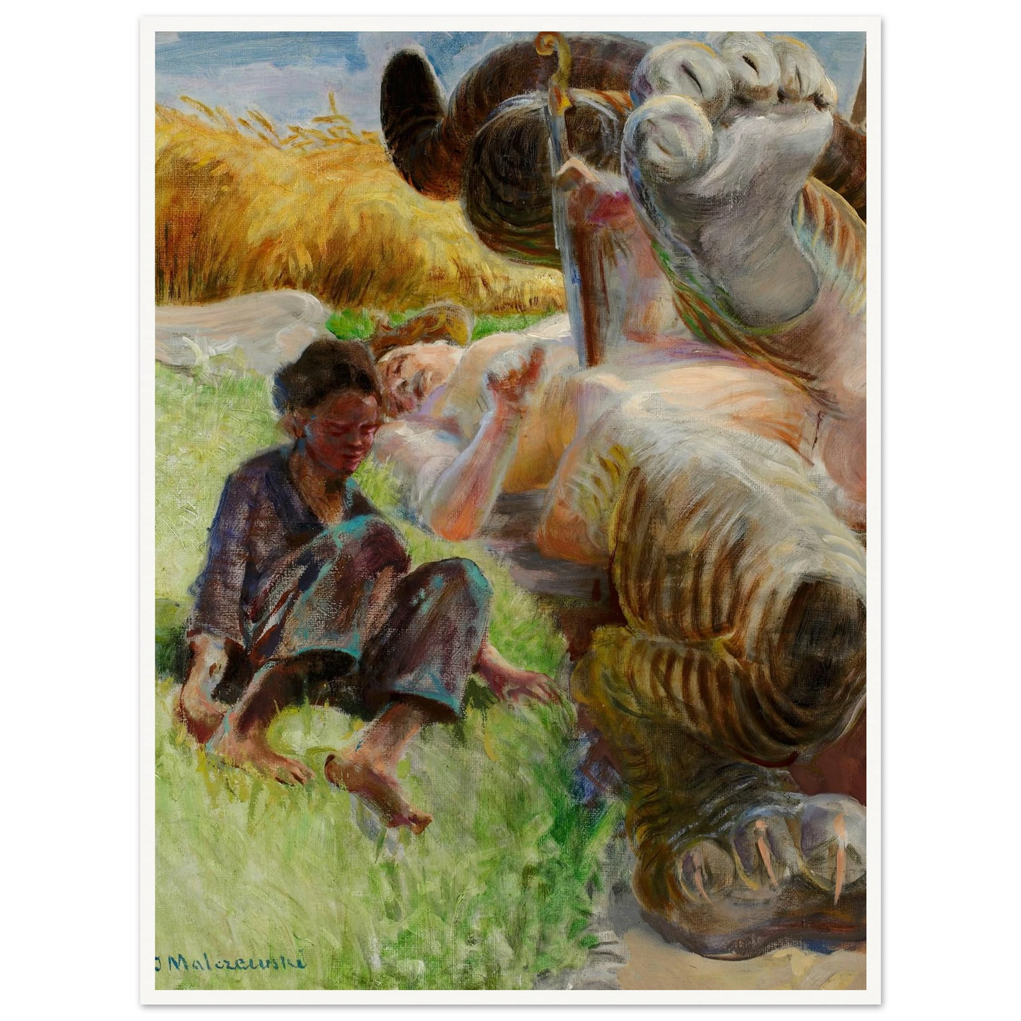 Shepherd boy and a harpy (1904-1906) Art Print | Jacek Malczewski - Framed Poster - 30x40 cm / 12x16″ - Black frame